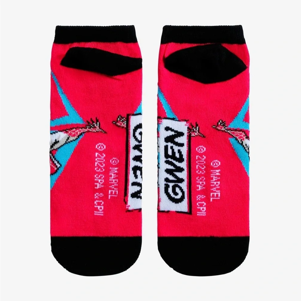 Marvel‎ Spider-Gwen No Show Pink Socks Spider-Man Ghost Spider Hot Topic Disney